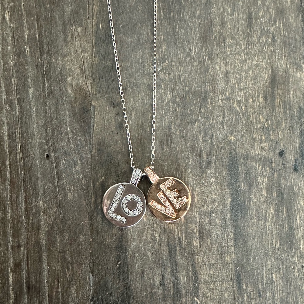Love Pendant Necklace in Silver 925 and Gold